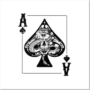 Skull and Snake Ace of Spades Poker fan gift Posters and Art